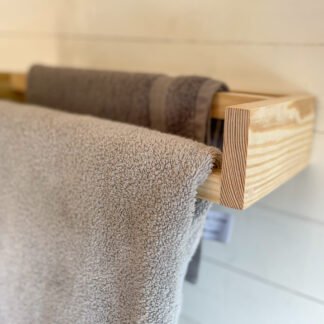 reclaimed wooden double towel rail