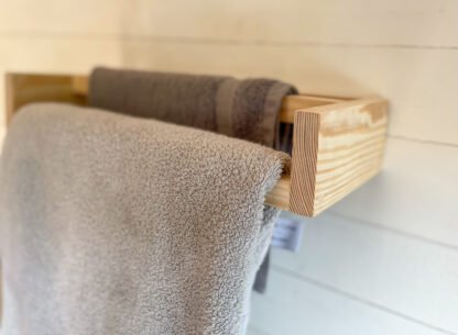 reclaimed wooden double towel rail