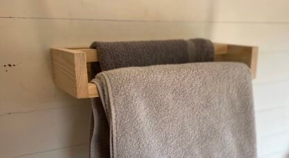 reclaimed wooden double towel rail