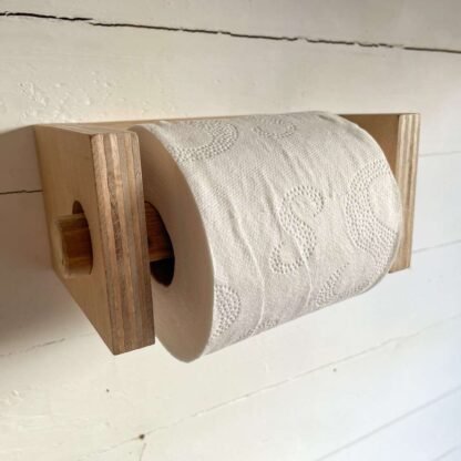 Rustic industrial design plywood toilet roll holder