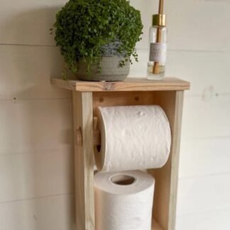 toilet roll holder with shelf and storage