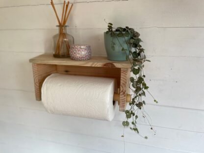 Kitchen towel holder with shelf - crowfoot salvage