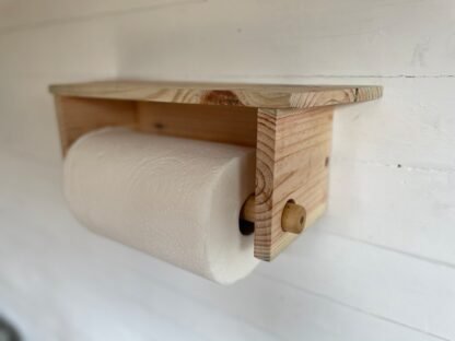 Kitchen towel holder with shelf - crowfoot salvage