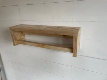 Towel rail with shelf by crowfoot salvage - in a natural wax finish