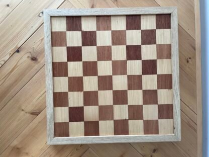 Handmade draughts set made of reclaimed hardwoods by crowfoot salvage