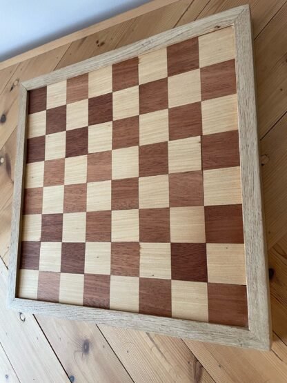 Handmade draughts set made of reclaimed hardwoods by crowfoot salvage