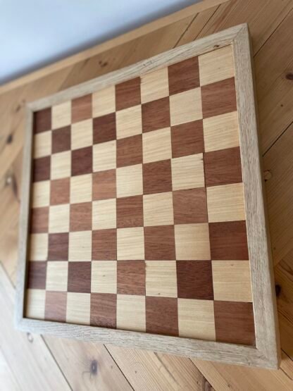 Handmade draughts set made of reclaimed hardwoods by crowfoot salvage