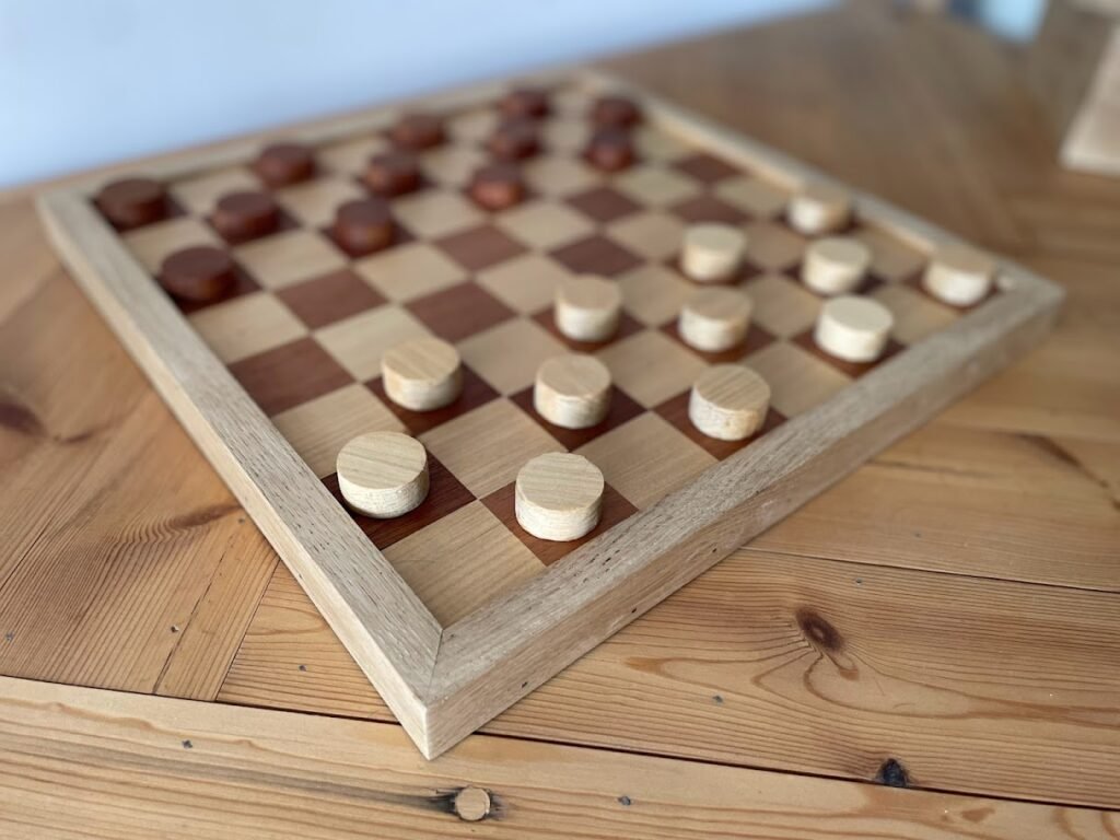 Reclaimed wood draughts game