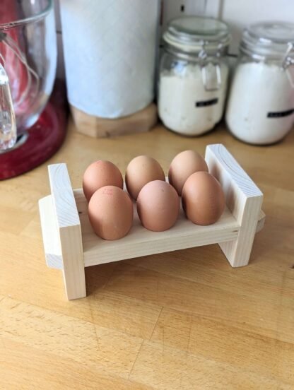 Reclaimed wooden Egg holder by crowfoot salvage in a natural wax finish