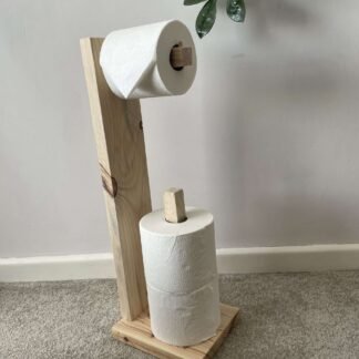 Rustic Reclaimed Wood Freestanding Toilet Roll Holder