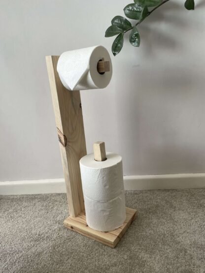 Rustic Reclaimed Wood Freestanding Toilet Roll Holder