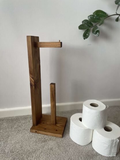 Rustic Reclaimed Wood Freestanding Toilet Roll Holder