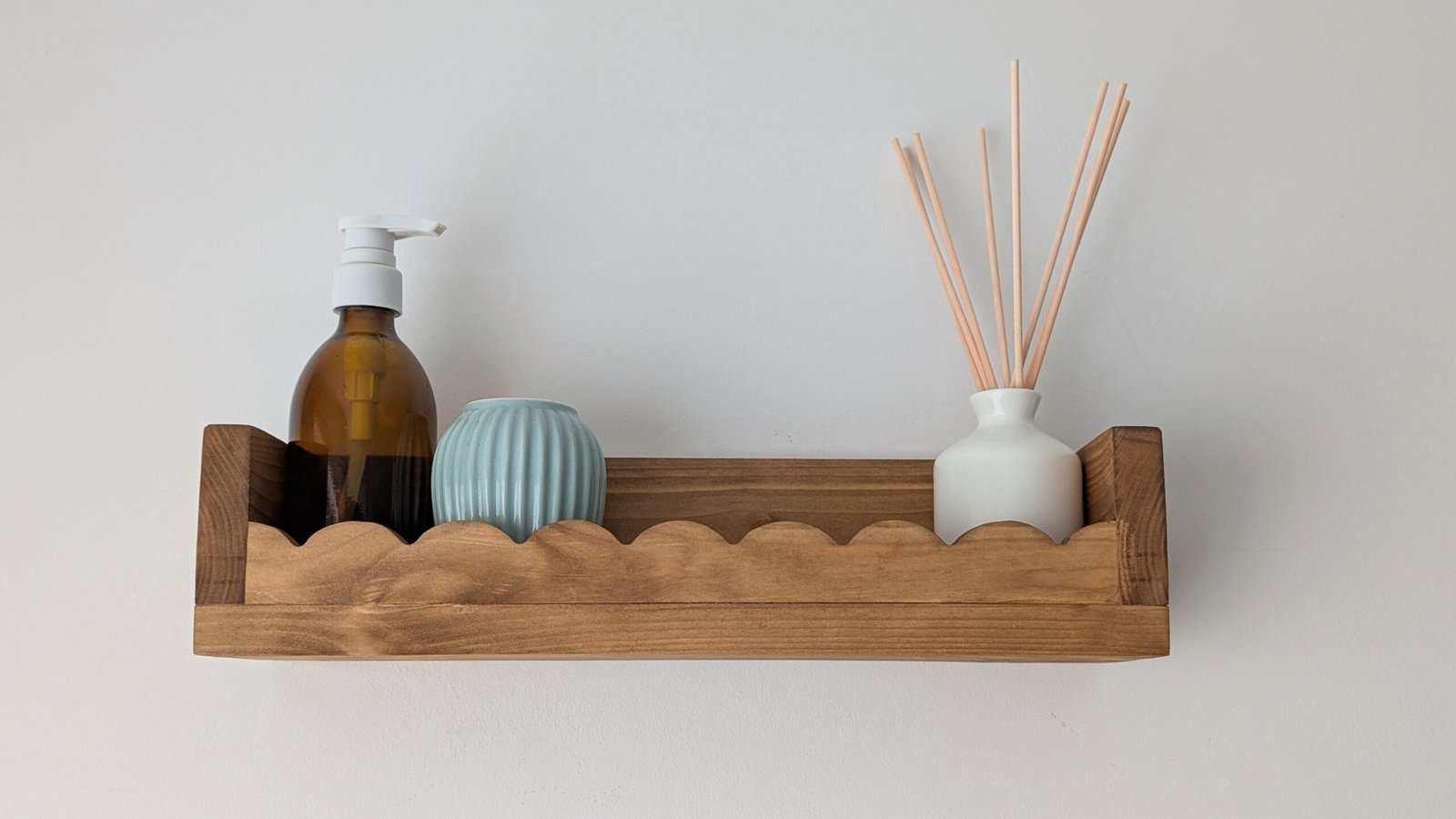 scalloped floating display shelf